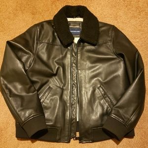 Calvin Klein Jeans Women's Soft Leather Sherpa Collar Jacket XL